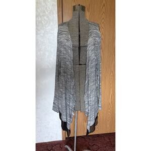 Worthington Woman 2X long sleeve gray/white striped waterfall duster